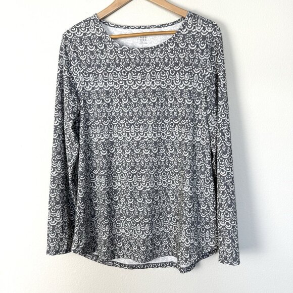 Title Nine Slit Back Long Sleeve Tee‎ Bali Gray Womens Large Activewear Yoga Run - Picture 1 of 7
